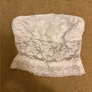 White Lace Strapless Top